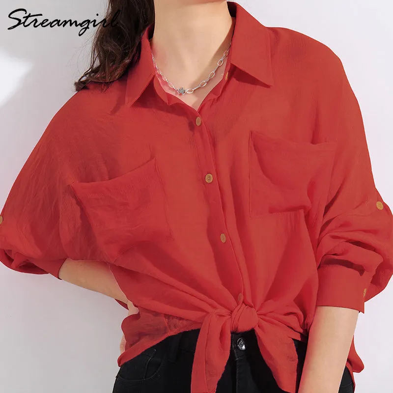 deanwangkt Beach Oversized Shirt Women Summer  Bat Sleeve Top Transparent Blouses Summer Covers Shirts For Women Beach Tops