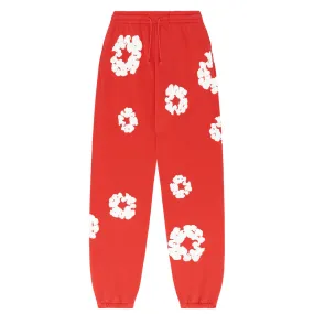 Denim Tears Red Cotton Wreath Sweatpants - Comfortable and Stylish Lounge Wear