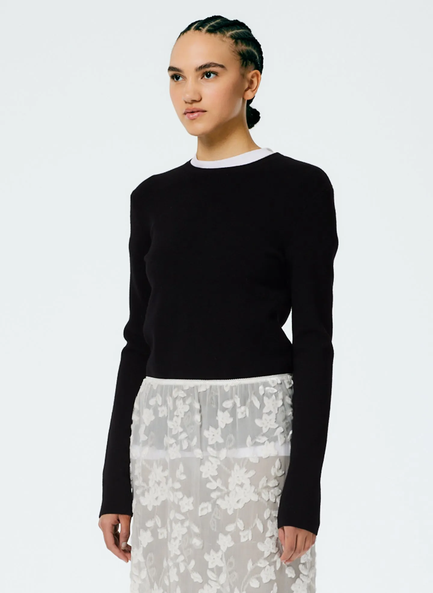 Double Faced Cashmere Mini Long Sleeve Pullover