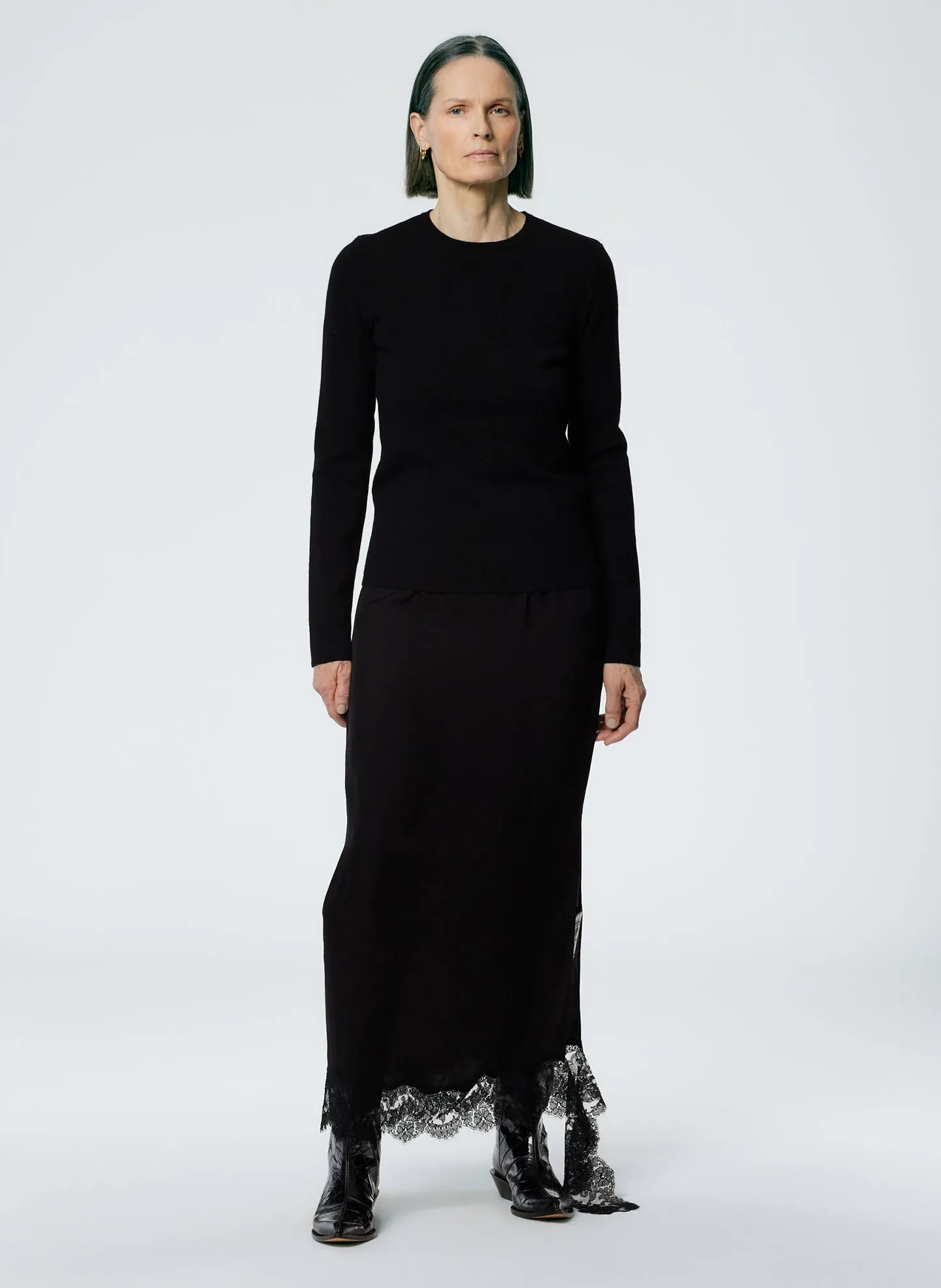 Double Faced Cashmere Mini Long Sleeve Pullover