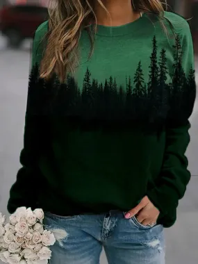 Fashion Casual Landscape Long-sleeved Printed Top