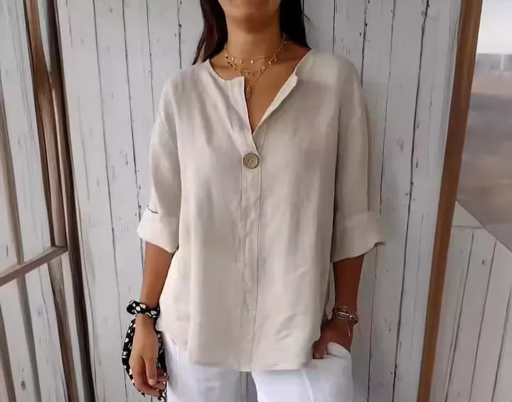 Fashionable Color Cotton Linen Casual Set Pants for Women   S384490