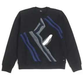 Fendi F Logo Crew Neck Sweatshirt Black S