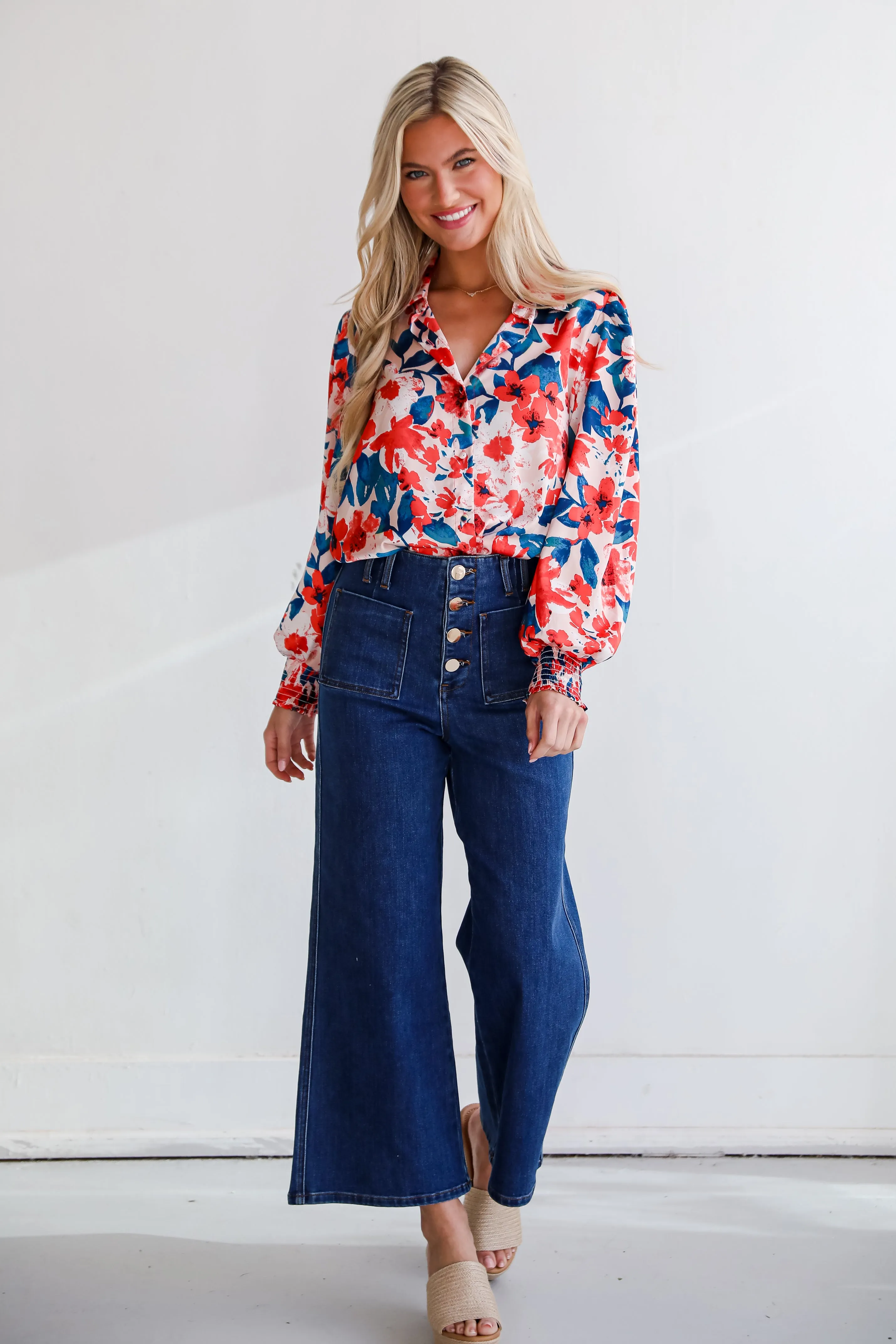 FINAL SALE - Annie Dark Wash Wide Leg Jeans