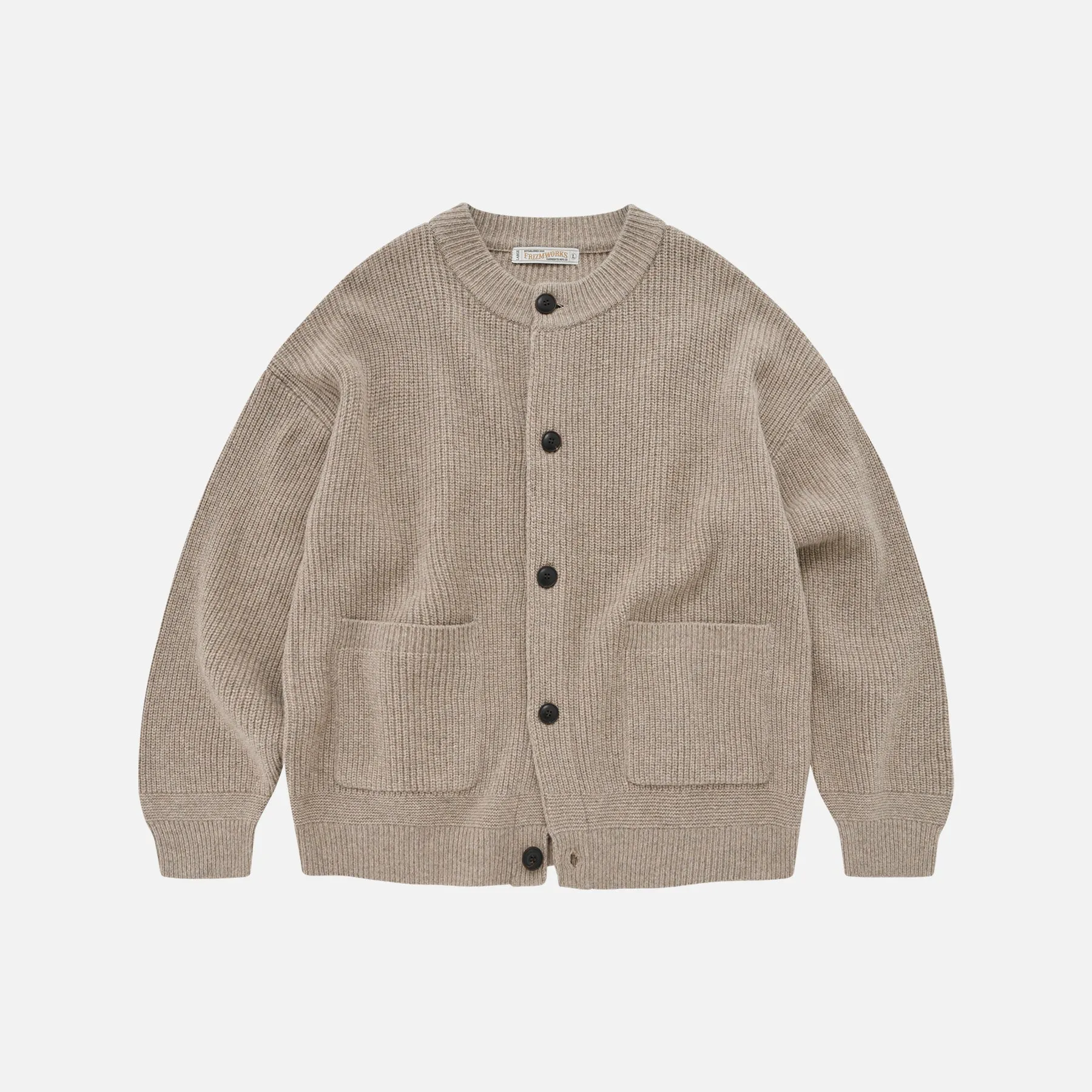 FrizmWorks Heavy Wool Round Cardigan - Oatmeal