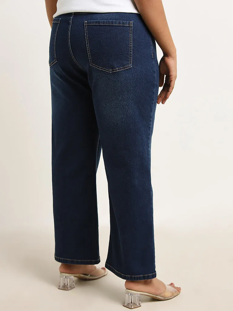 Gia Dark Blue High - Rise Wide - Leg Fit Jeans