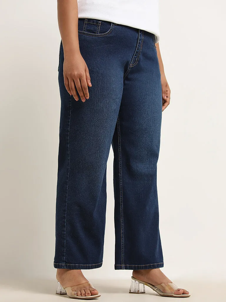 Gia Dark Blue High - Rise Wide - Leg Fit Jeans