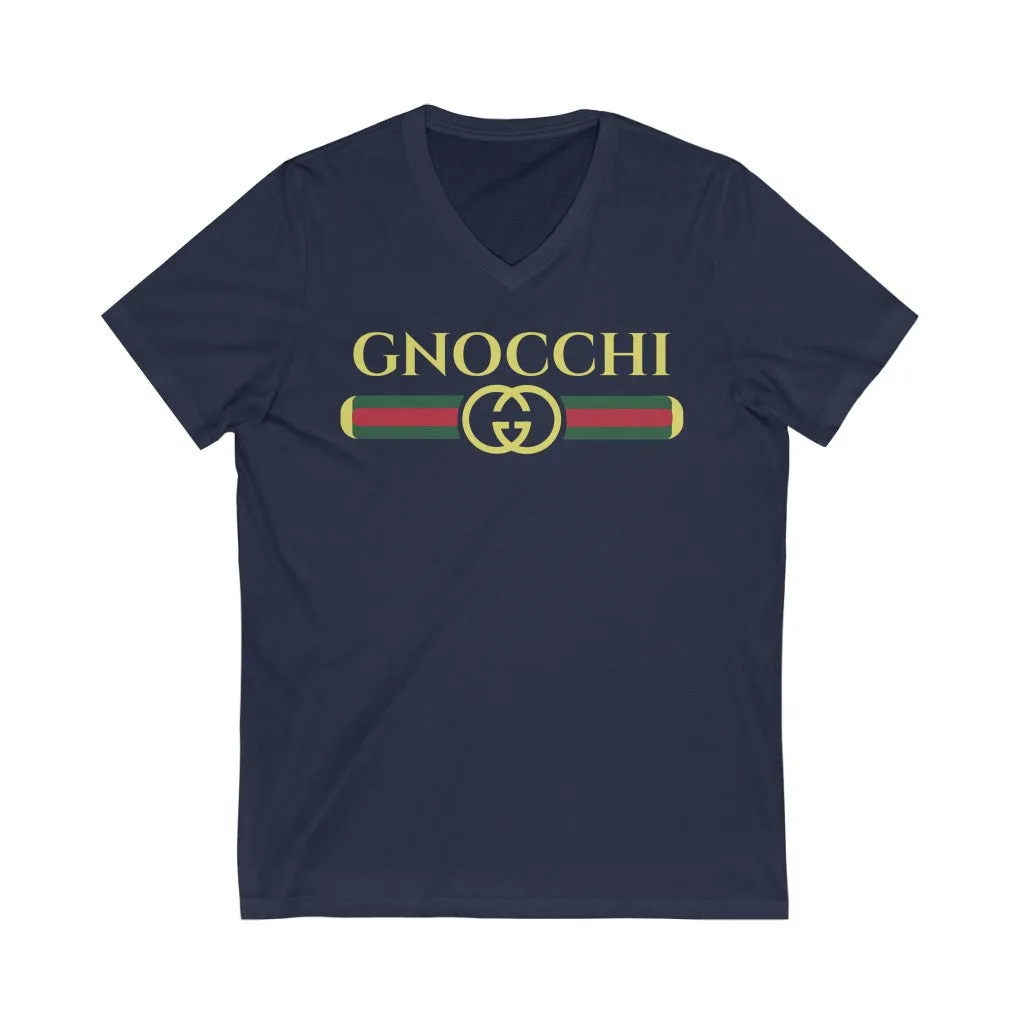 Gnocchi Pasta Funny Italian Shirt | Italy World Travel Gift | Bella Canvas Unisex Jersey V-neck T-shirt
