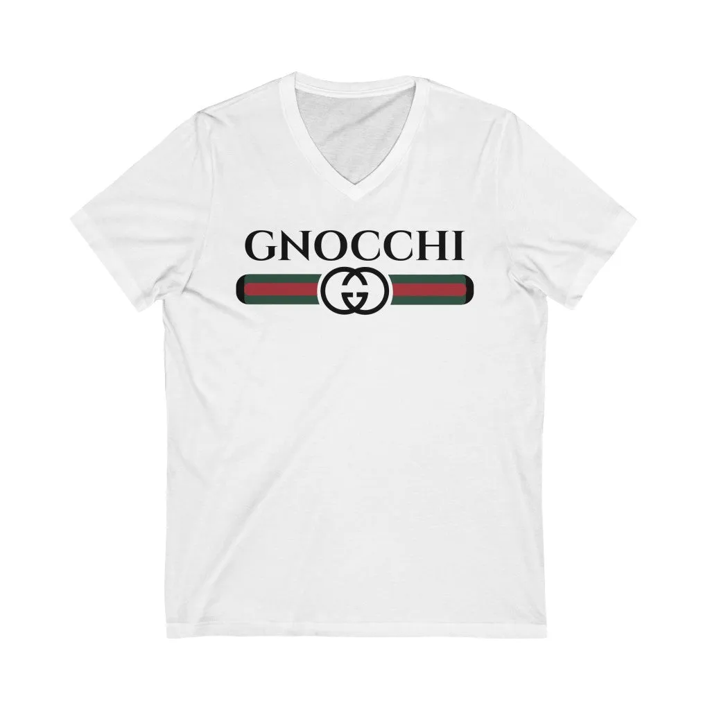 Gnocchi Pasta Funny Italian Shirt | Italy World Travel Gift | Bella Canvas Unisex Jersey V-neck T-shirt