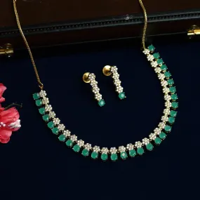 Green Zircon/AD Necklace Set 18925-6107