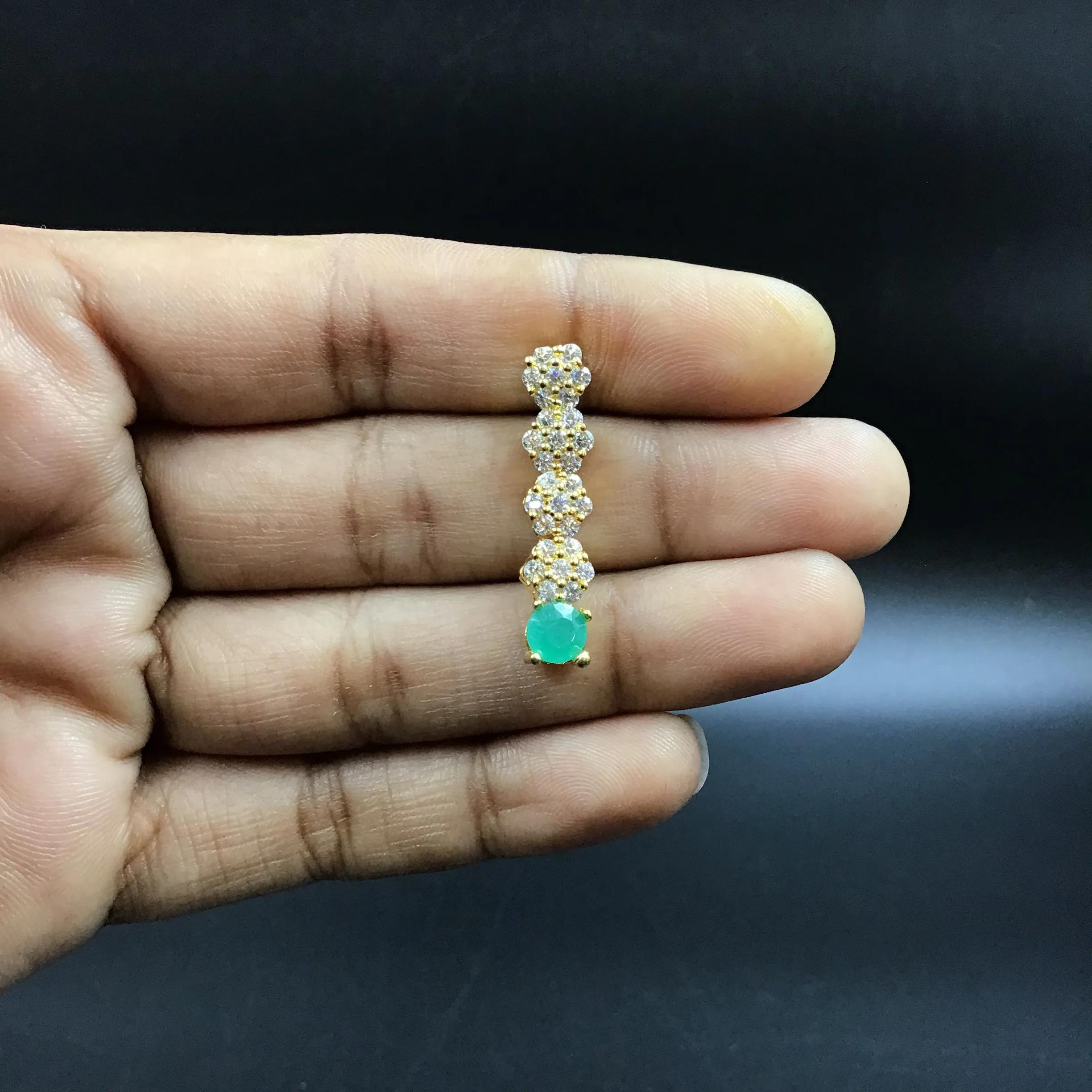 Green Zircon/AD Necklace Set 18925-6107