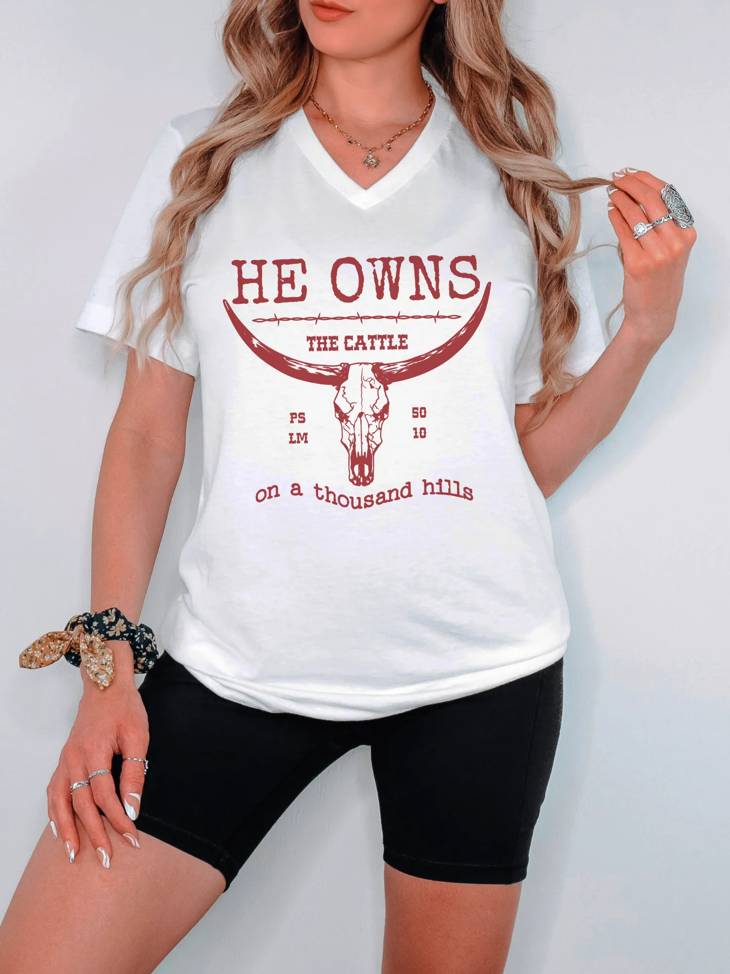 He Owns The Cattle V Neck