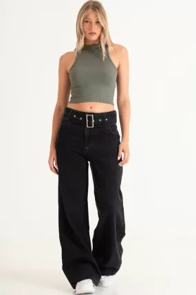Jeans wide leg Black Sana
