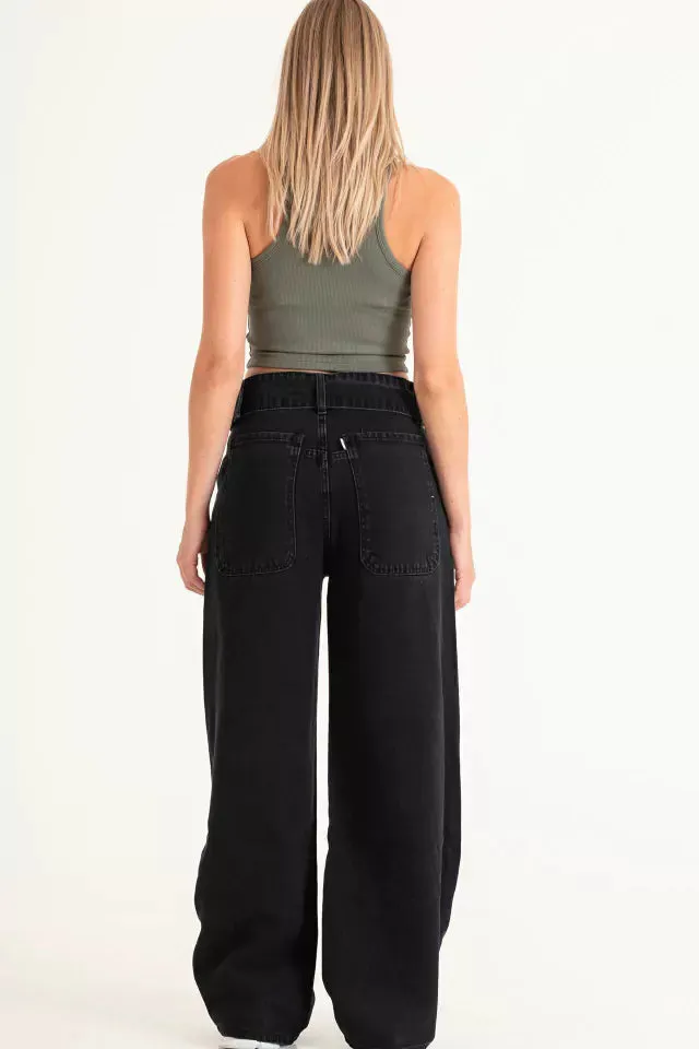Jeans wide leg Black Sana