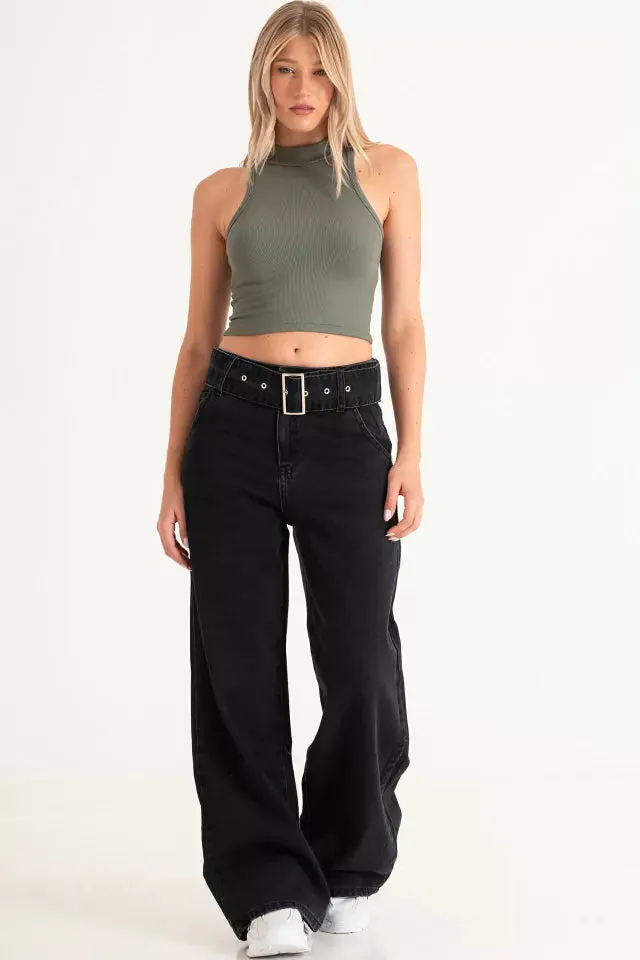 Jeans wide leg Black Sana