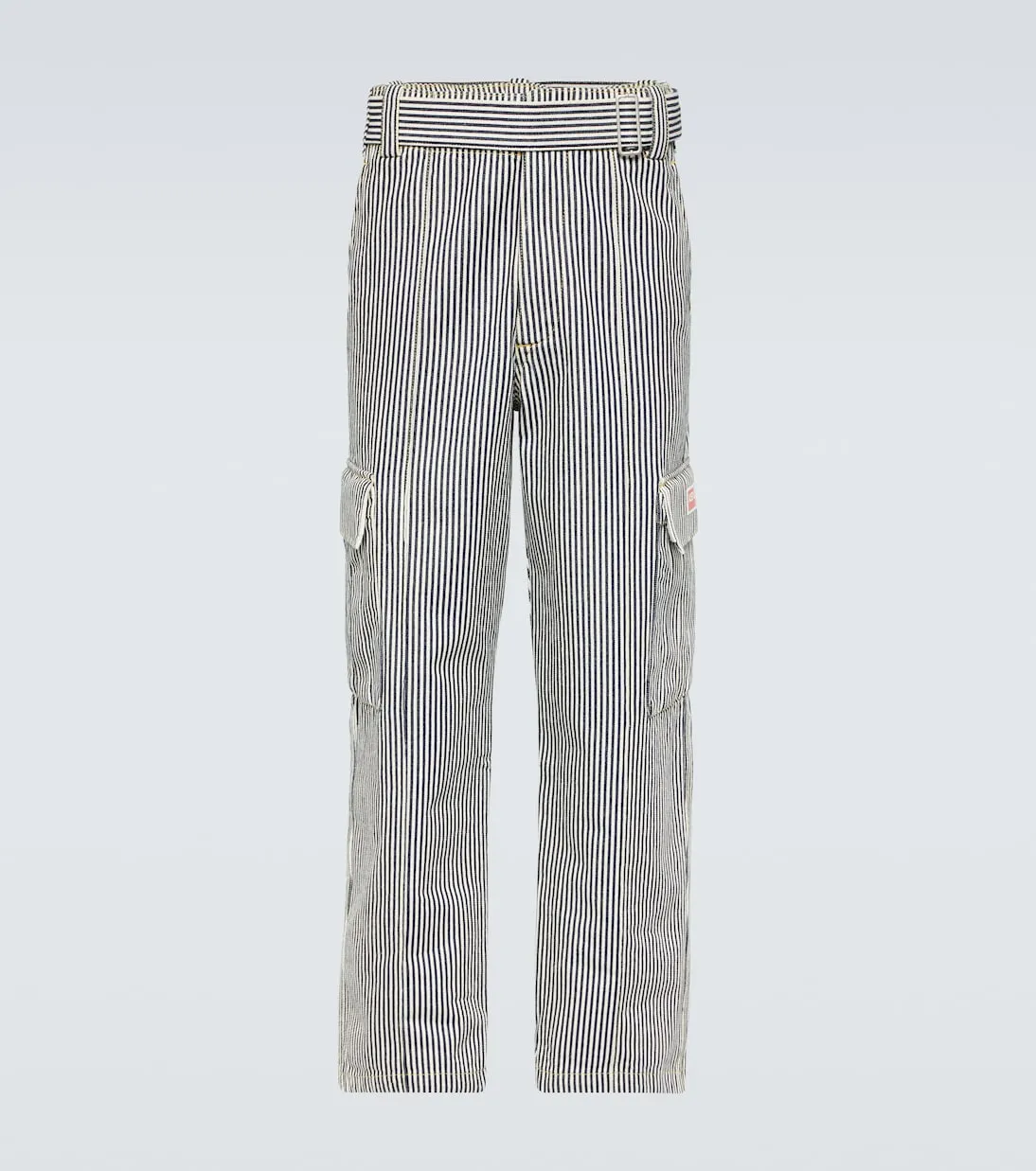 Kenzo Striped Straight Cargo Jeans, Black