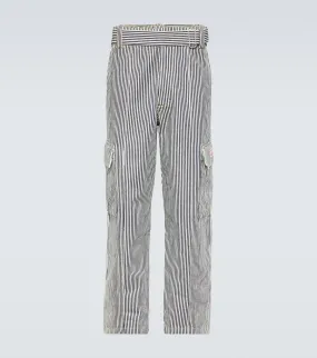 Kenzo Striped Straight Cargo Jeans, Black