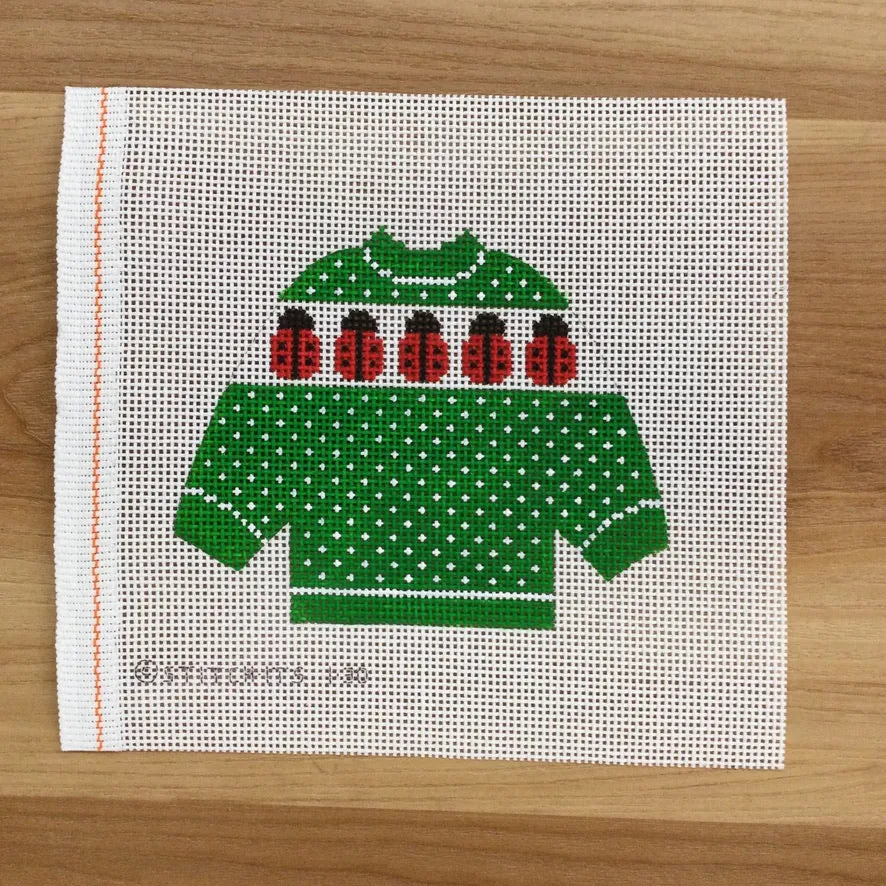 Ladybug Pullover Sweater Needlepoint Canvas