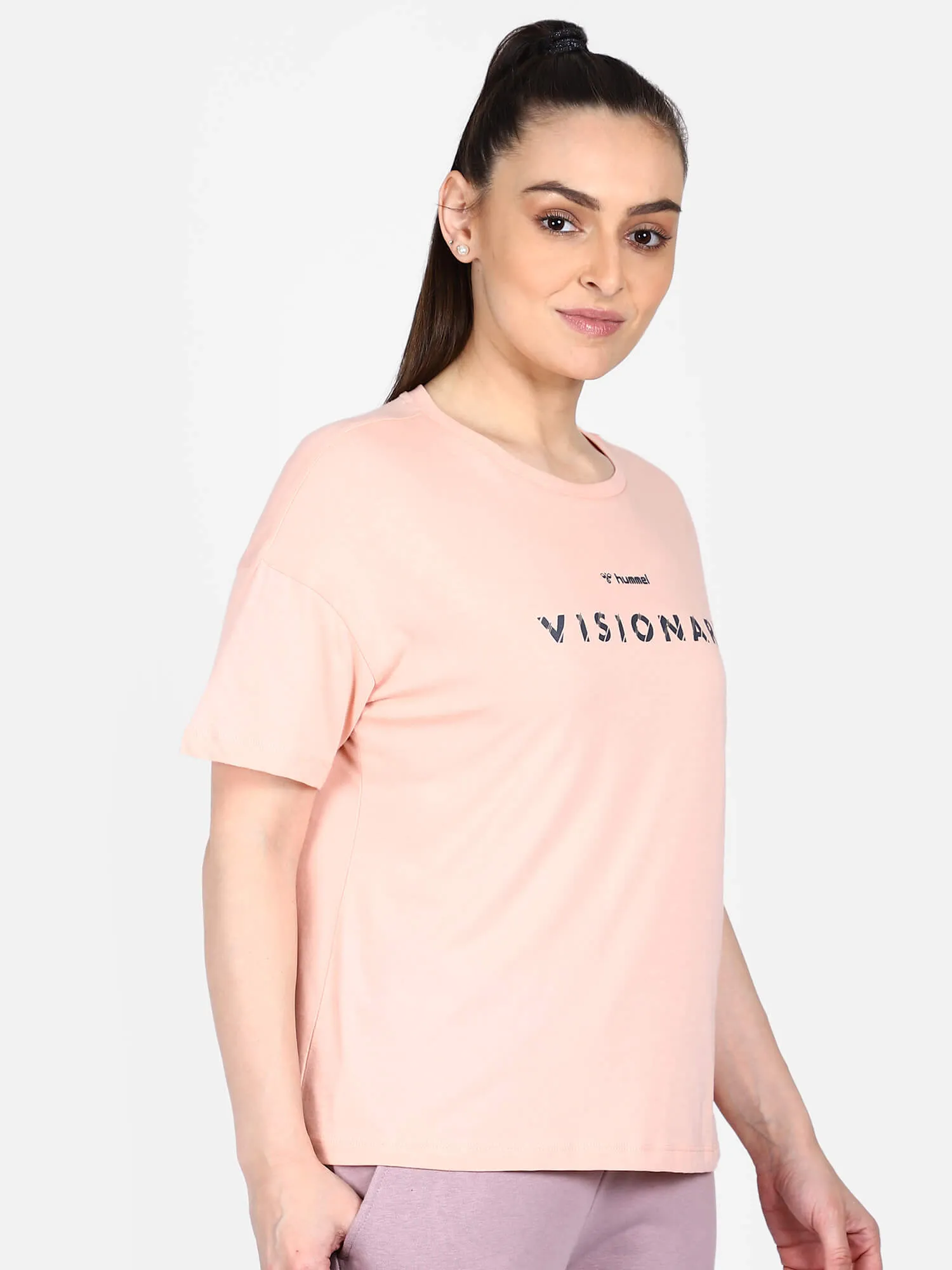 Lenka Women Cotton Pink T-Shirt