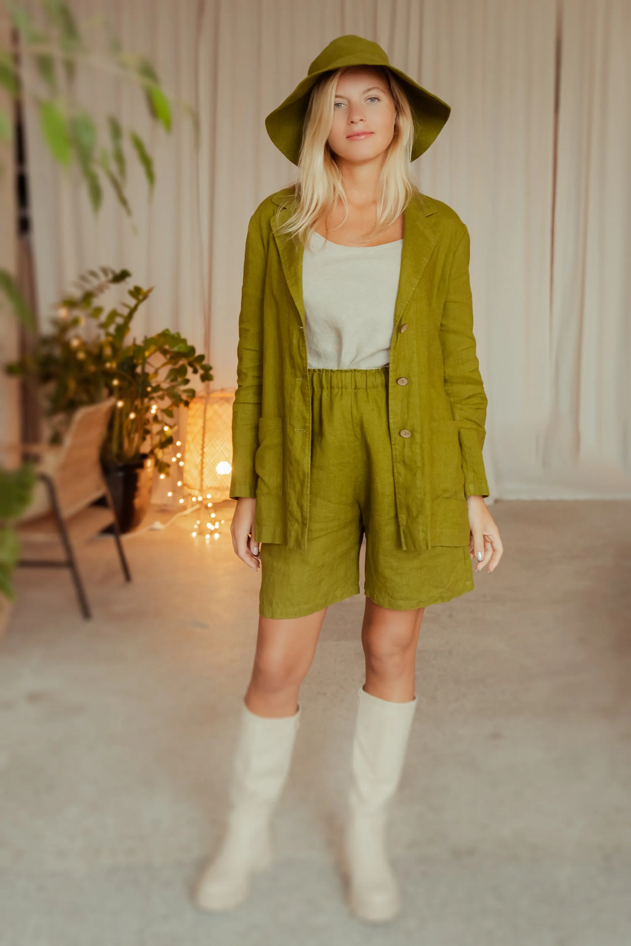 Linen Casual Suit with Shorts