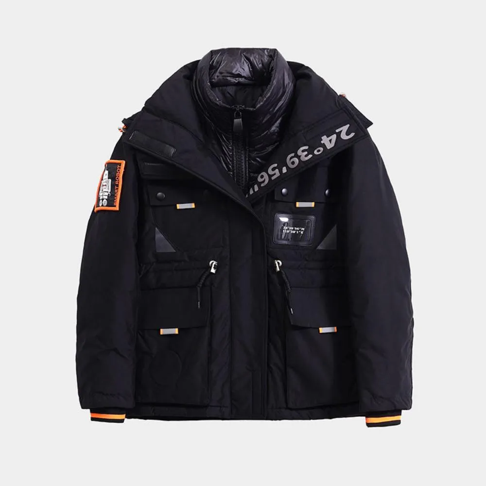 Men's Cyberpunk Style Down Jacket Tech Wear Black