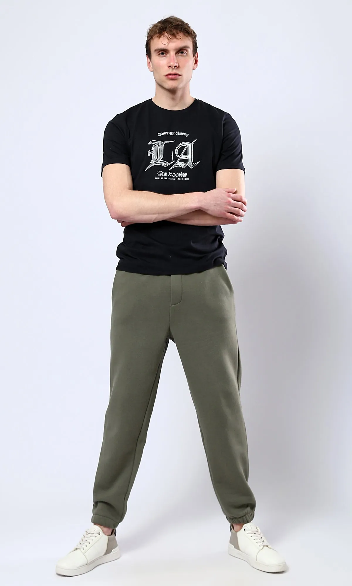 O178960 "Los Angeles" Short Sleeves Slip On Tee - Black