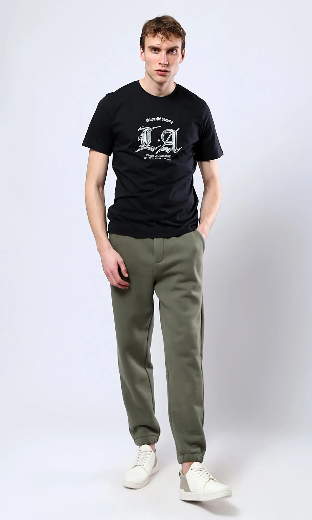 O178960 "Los Angeles" Short Sleeves Slip On Tee - Black