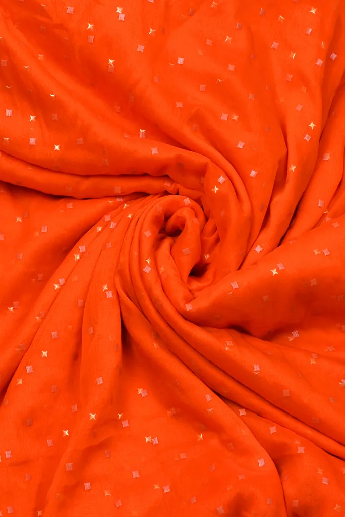 Orange Star Print Chiffon Fabric