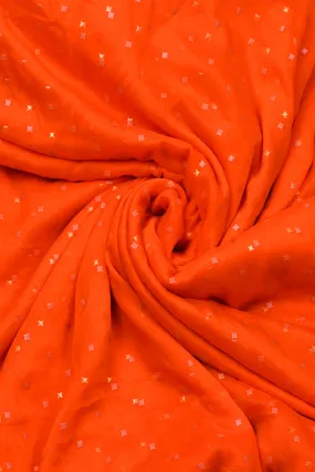 Orange Star Print Chiffon Fabric