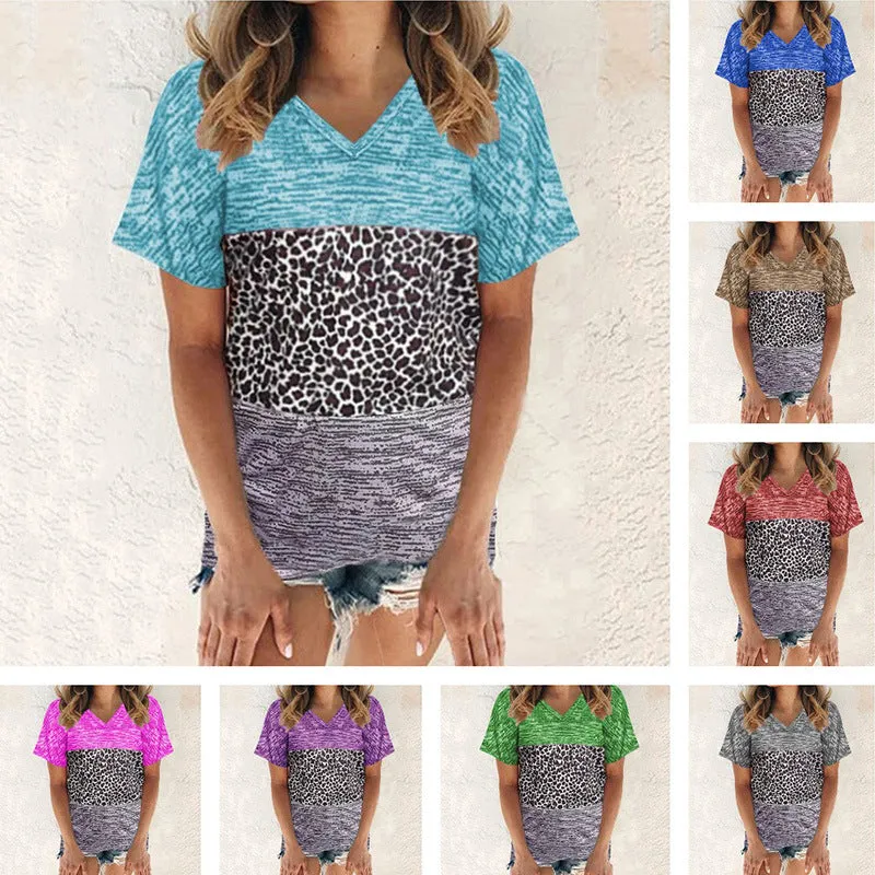 Oversized women's loose V-neck short-sleeved t-shirt