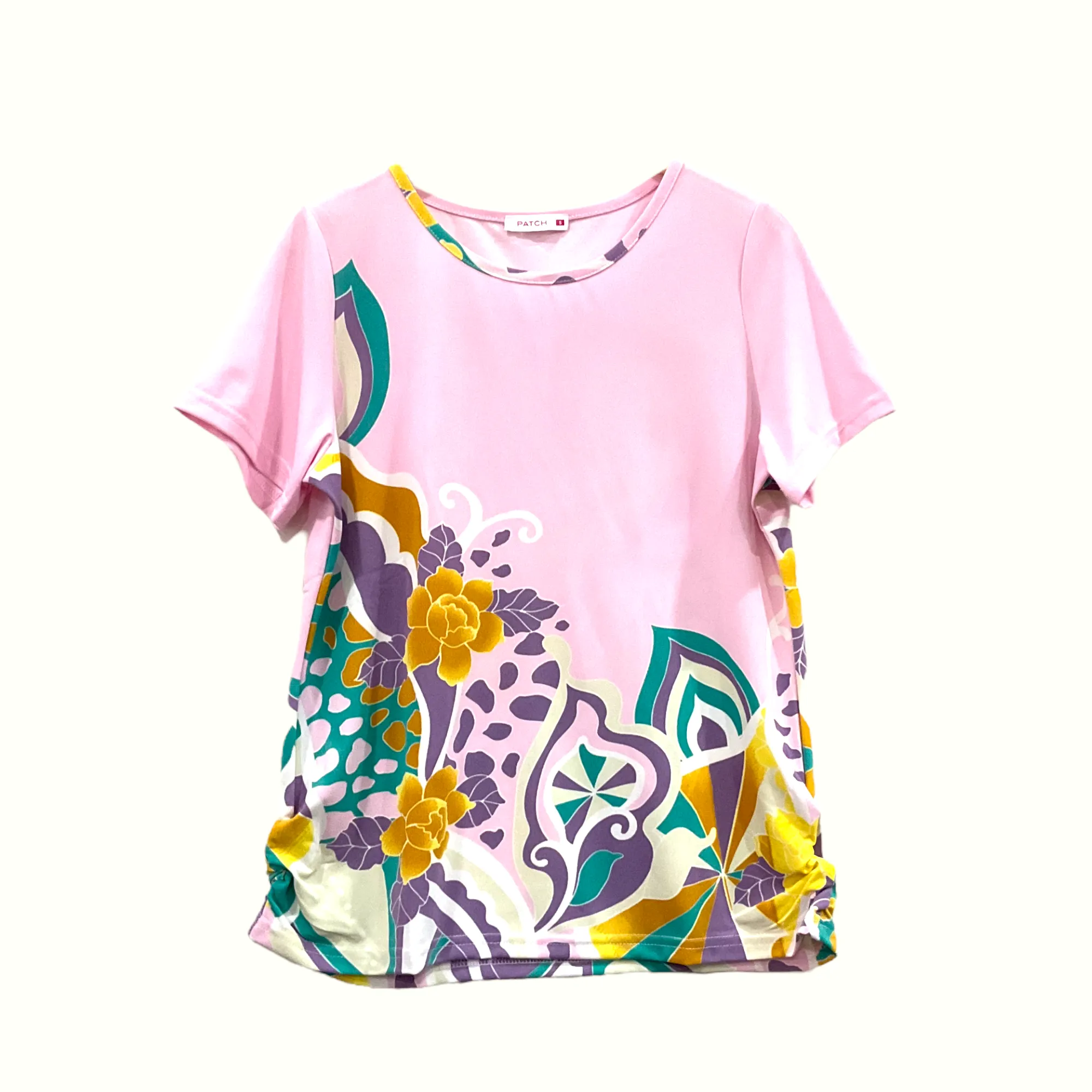 Patch Women Fabric Polyester Round Neck Printed T-Shirt