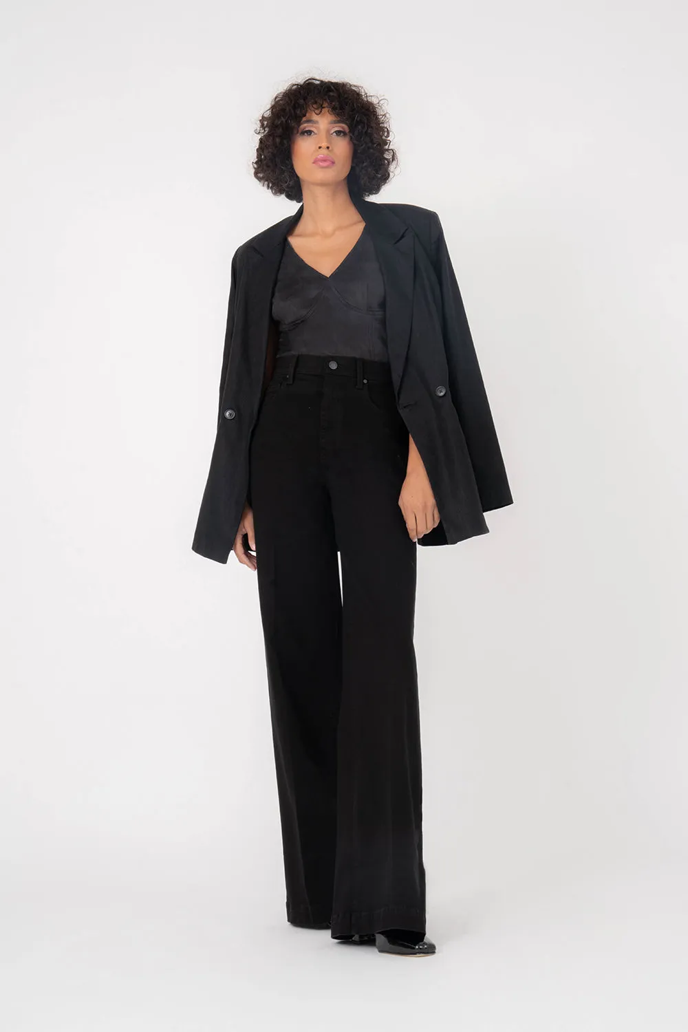 Pinch Waist Wide Leg