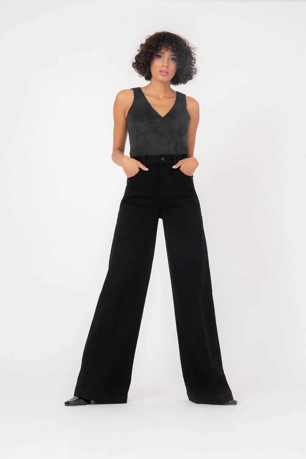 Pinch Waist Wide Leg