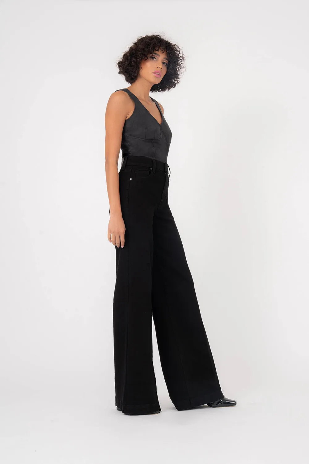 Pinch Waist Wide Leg