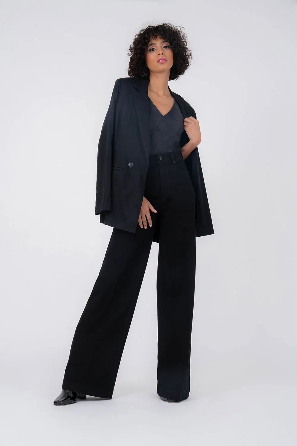 Pinch Waist Wide Leg