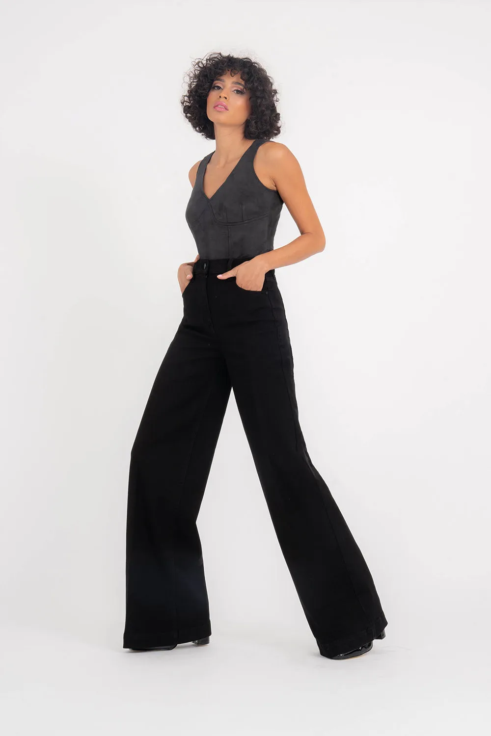 Pinch Waist Wide Leg