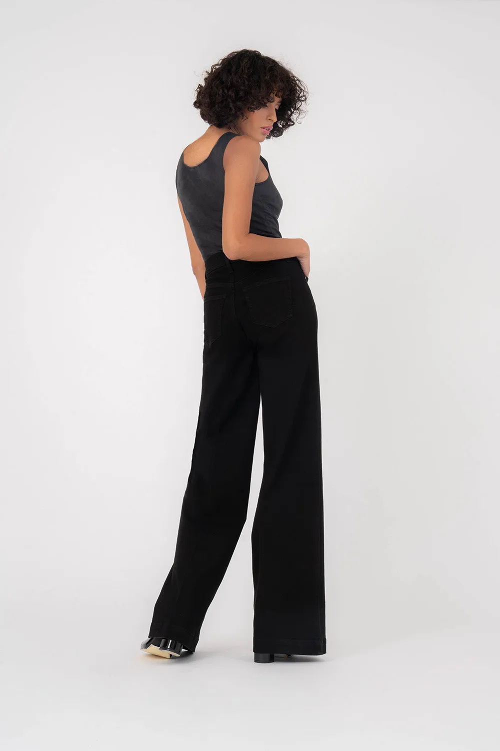 Pinch Waist Wide Leg