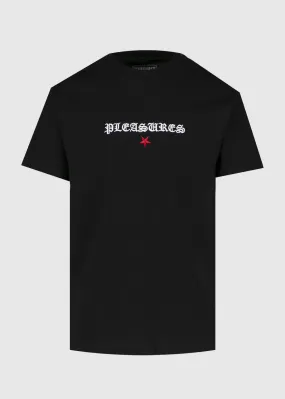 PLEASURES: SHINE EMBROIDERED TEE [BLACK]