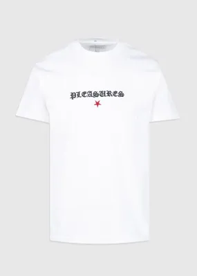PLEASURES: SHINE EMBROIDERED TEE [WHITE]