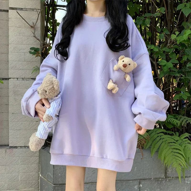 Purple Cute Bear Hoodie
