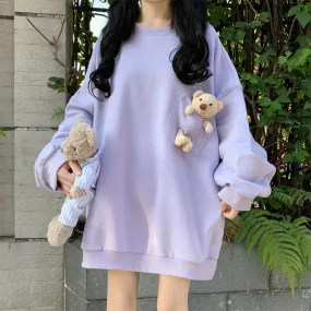 Purple Cute Bear Hoodie