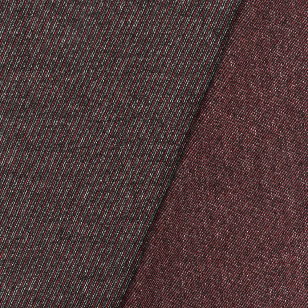 Red-Black-White Texture Twill-Like Stretch Double Knit Fabric