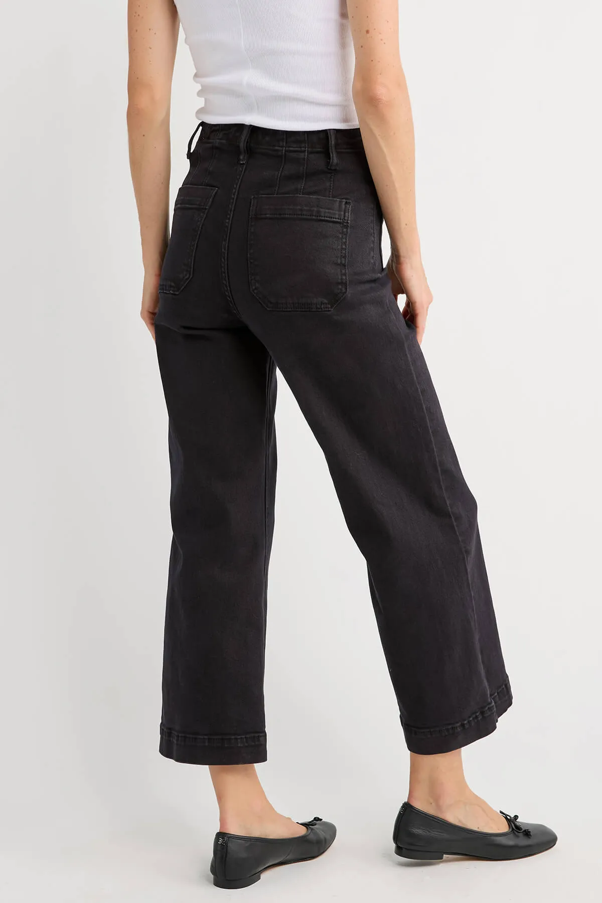 Black Risen Cropped Jeans with Patch Pockets