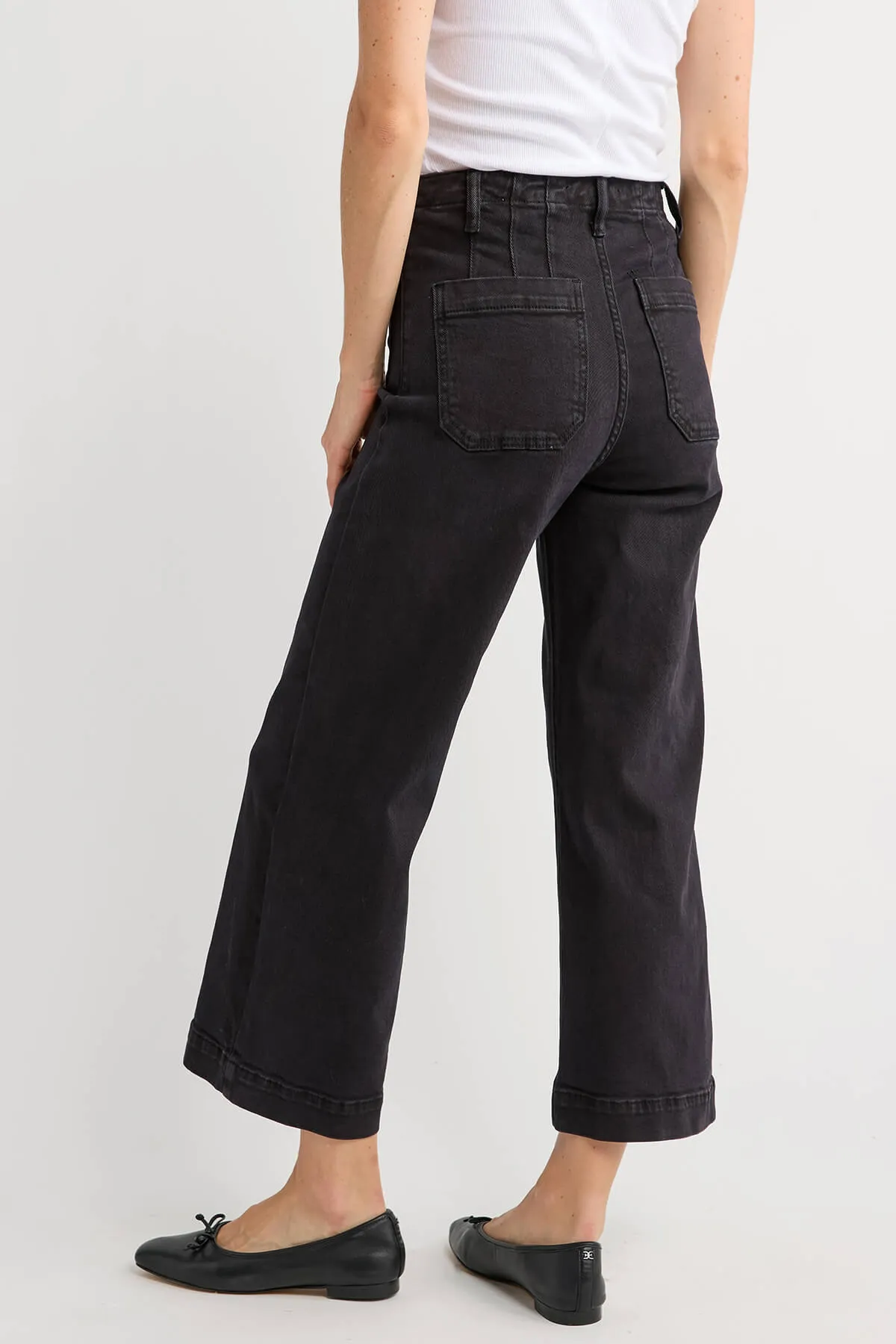 Black Risen Cropped Jeans with Patch Pockets