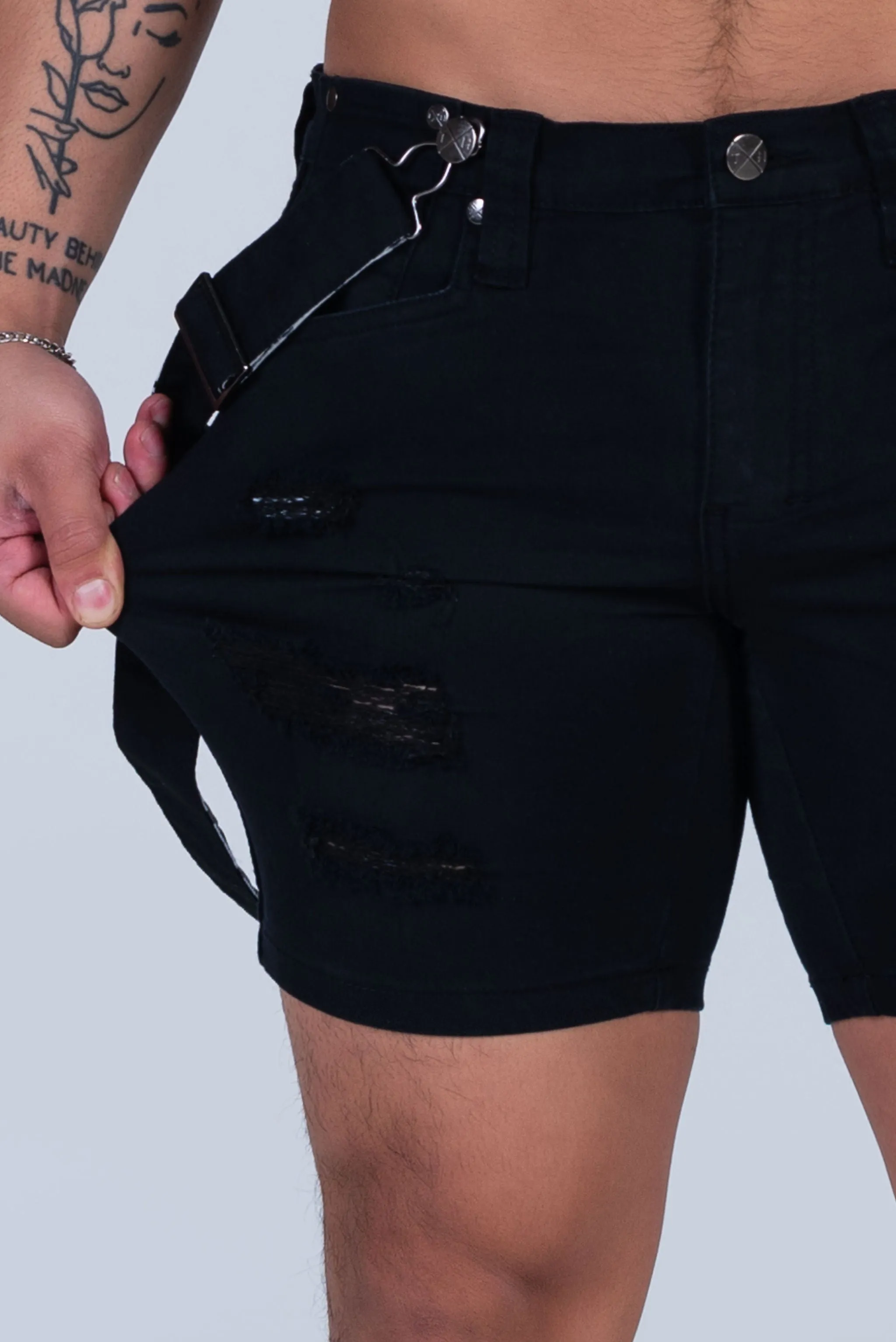 ROMEY DOUBLE BLACK HAND-BRUSHED SHORT