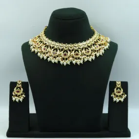 Round Neck Jadau Necklace Set 15977-65