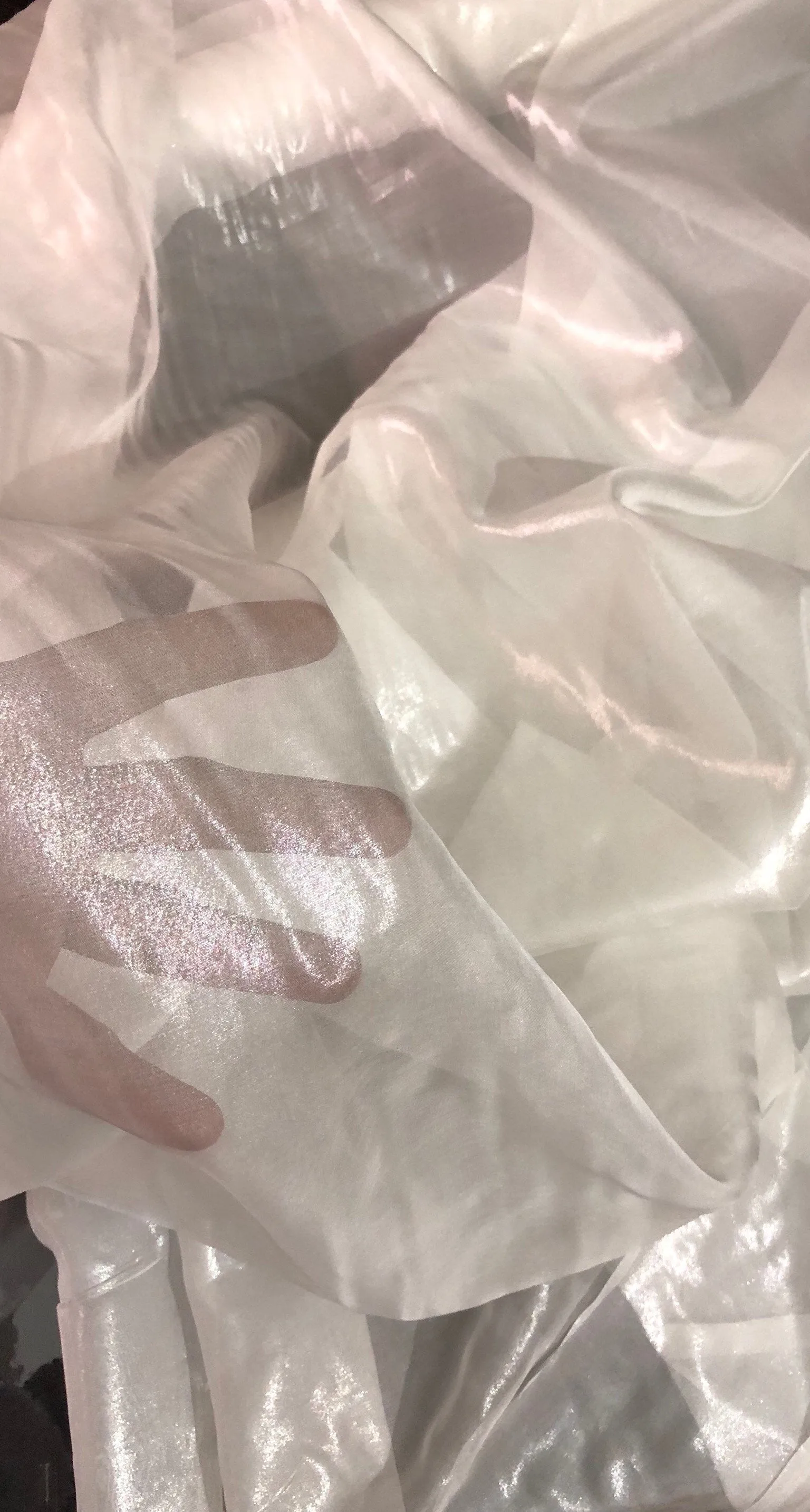 Silk chiffon 54&quot; wide    White chiffon with matalic silver fabric sold by the yard