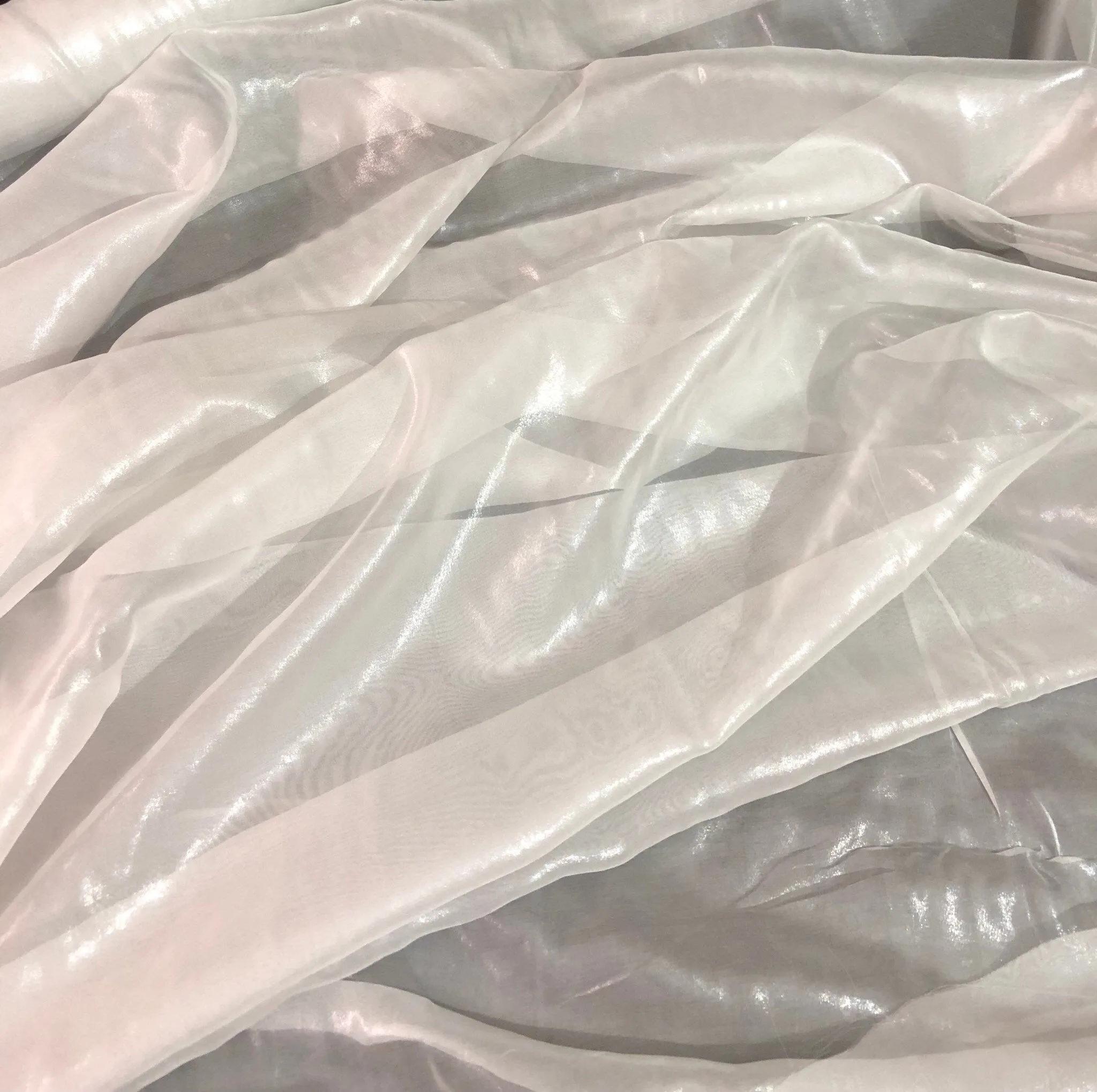 Silk chiffon 54&quot; wide    White chiffon with matalic silver fabric sold by the yard