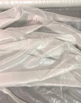 Silk chiffon 54&quot; wide    White chiffon with matalic silver fabric sold by the yard