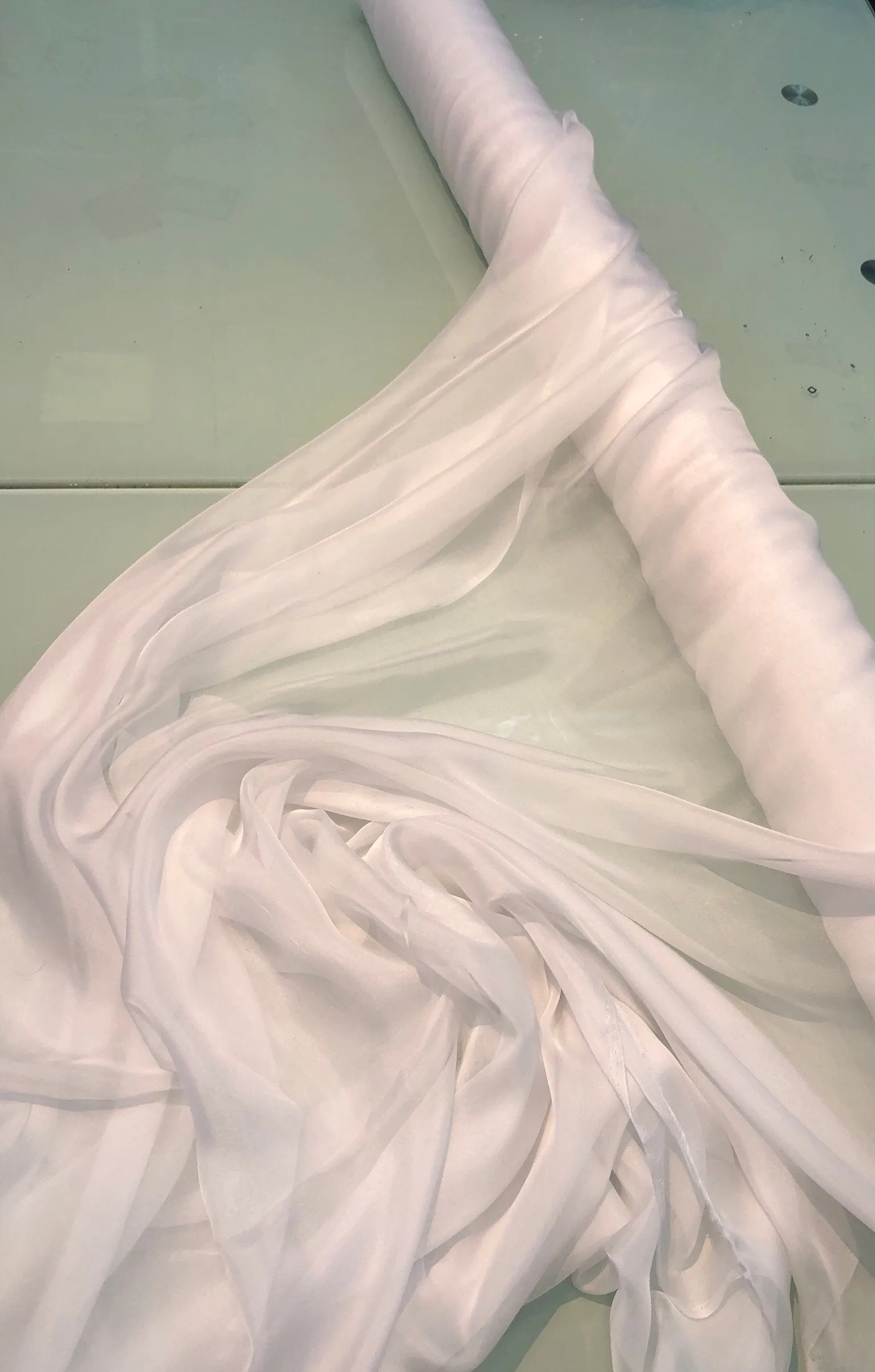 Silk chiffon 54&quot; wide    White silk french chiffon fabric sold by the yard